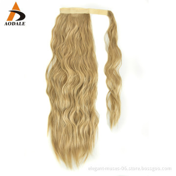 Long Natural Wave Ponytails Clip In Synthetic Pony Tail Heat Resistant Fiber Hair Extension Wrap Round Hairpiece